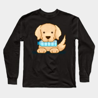 Puppy with a drinking bottle Long Sleeve T-Shirt